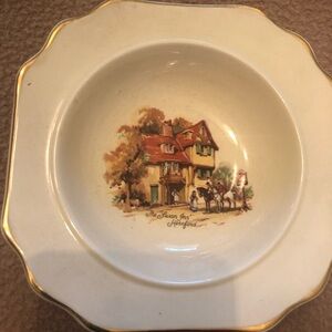 Vintage English Ceramic Bowl Coaching Days Countryside Illustration
